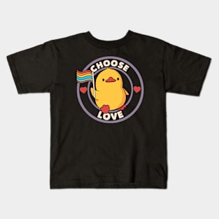 Choose Love Pride Duck by Tobe Fonseca Kids T-Shirt